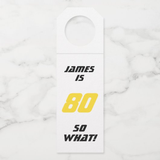 80だから何おもしろい80やる気を起こさせる誕生日 ボトルネックタグ (裏面)