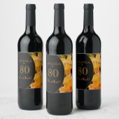 80だから何イエローローズフローラ80誕生日 ワインラベル (ボトル)