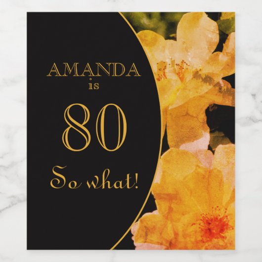 80だから何イエローローズフローラ80誕生日 ワインラベル (シングルラベル)