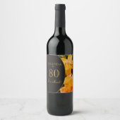 80だから何イエローローズフローラ80誕生日 ワインラベル (正面)