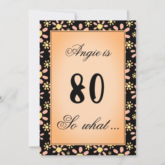 80だから何デイジーフラワーフローラ80th誕生日パーティー 招待状 (正面)