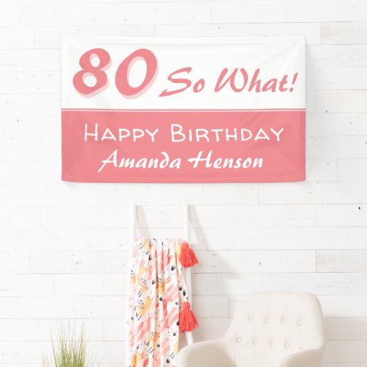 80だから何ピンク感動的80th誕生日パーティー 横断幕 (インサイチュ)