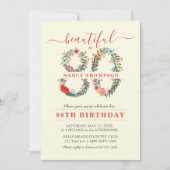 80で美しいフローラ番号招待状 招待状 (正面)