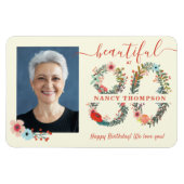 80で美しい誕生日フローラナンバーポスター マグネット (横)