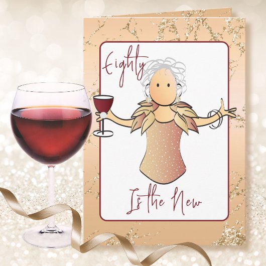 80とエレガント素晴らしい漫画バラ金ゴールド誕生日 カード