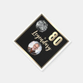 80と伝説2の写真80番目の誕生日金ゴールド スタンダードカクテルナプキン (角)