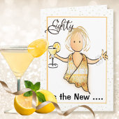 80と素晴らしいおもしろいかわいい女性の漫画誕生日 カード