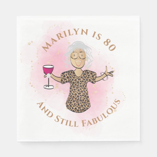 80と素晴らしいエスニックおもしろいグラム80誕生日 スタンダードランチョンナプキン (正面)