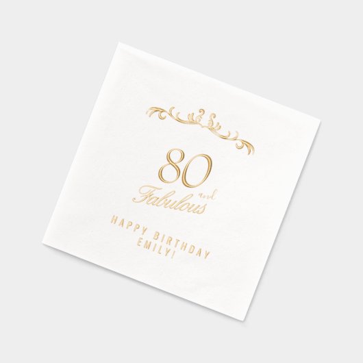 80と素晴らしいエレガントオーナメント80誕生日 箔ナプキン (左)