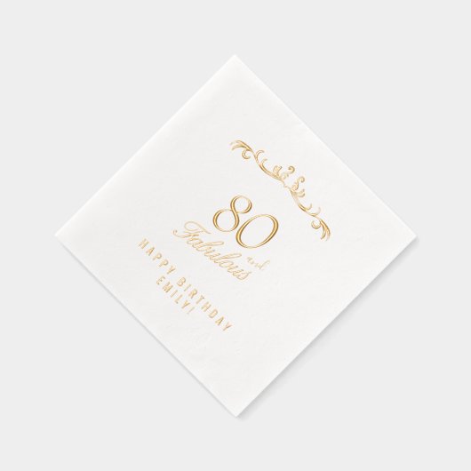 80と素晴らしいエレガントオーナメント80誕生日 箔ナプキン (右)