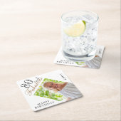 80と素晴らしいエレガントスクリプト写真80誕生日 スクエアペーパーコースター (インサイチュ)