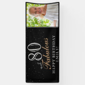 80と素晴らしいエレガントブラック80th誕生日写真 横断幕 (縦)