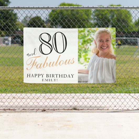 80と素晴らしいエレガントブラック80th誕生日写真 横断幕 (インサイチュ)