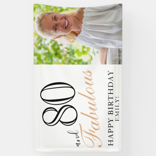 80と素晴らしいエレガントブラック80th誕生日写真 横断幕 (縦)