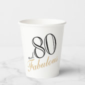 80と素晴らしいエレガントホワイトスクリプト誕生日 紙コップ (正面)