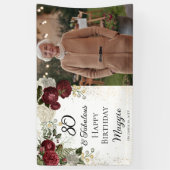 80と素晴らしいグラムバラフローラ誕生日パーティー 横断幕 (縦)