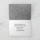 80と素晴らしいシルバーグリッター2フォト誕生日 カード (内部)