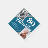80と素晴らしいシルバーグリッター2フォト誕生日 スタンダードカクテルナプキン (角)