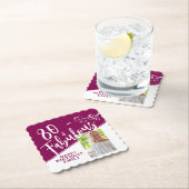 80と素晴らしいスクリプトフォトマゼンタ80誕生日 ペーパーコースター (インサイチュ)