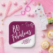 80と素晴らしいスクリプトMagenta 80誕生日 ペーパープレート (パーティー)