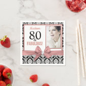 80と素晴らしいバラ金ゴールドボウダマスク80誕生日 スタンダードカクテルナプキン (インサイチュ)