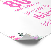 80と素晴らしいピンクのエレガントな誕生日パーティーポスト ポスター (角)