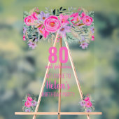 80と素晴らしいピンクのエレガントな誕生日パーティー アクリルサイン (ニュートラル)