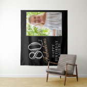 80と素晴らしいブラック80誕生日写真の背景 タペストリー (インサイチュ)