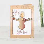 80と素晴らしい女性の漫画バラ金ゴールド誕生日 カード (正面)