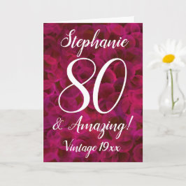 80と素晴らしい抽象芸術レッドローズ誕生日カード カード