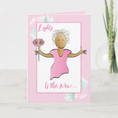 80と素晴らしい甘い民族漫画誕生日 カード (正面)