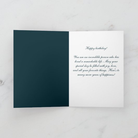 80と素晴らしい花柄の誕生日写真 カード (内部)