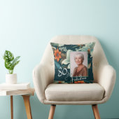 80と素晴らしい花柄の誕生日写真 クッション (椅子)