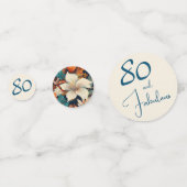 80と素晴らしい花柄の誕生日写真 コンフェッティ (裏面)