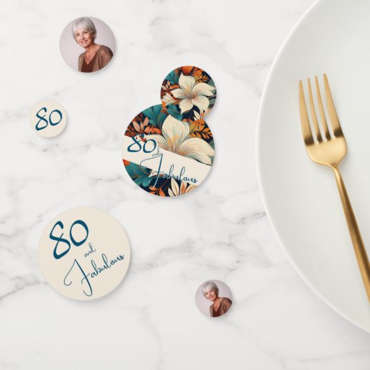 80と素晴らしい花柄の誕生日写真 コンフェッティ (グループ)