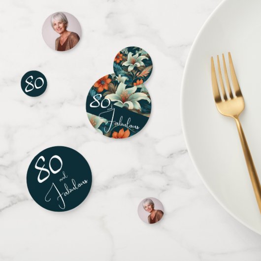 80と素晴らしい花柄の誕生日写真 コンフェッティ (グループ)