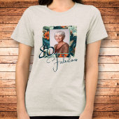 80と素晴らしい花柄の誕生日写真 トライブレンドＴシャツ
