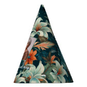 80と素晴らしい花柄の誕生日写真 パーティーハット (右)