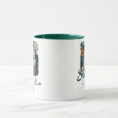 80と素晴らしい花柄の誕生日写真 マグカップ (中央)