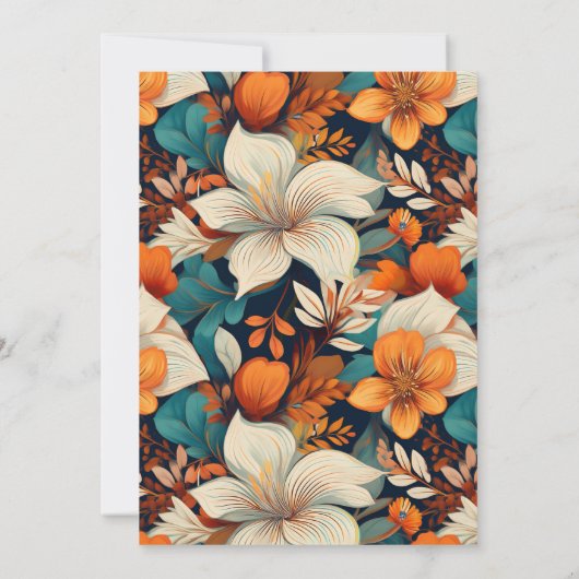 80と素晴らしい花柄の誕生日写真 招待状 (裏面)