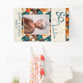 80と素晴らしい花柄の誕生日写真 横断幕 (インサイチュ)