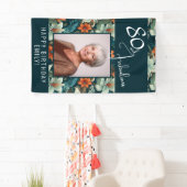 80と素晴らしい花柄の誕生日写真 横断幕 (インサイチュ)