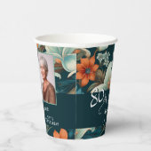 80と素晴らしい花柄の誕生日写真 紙コップ (右)