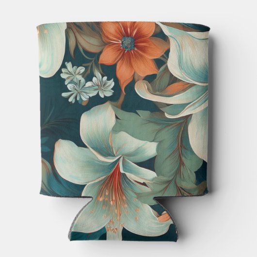 80と素晴らしい花柄の誕生日写真 缶クーラー (裏面)