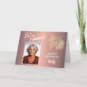 80と素晴らしい葉80誕生日写真 カード (正面)