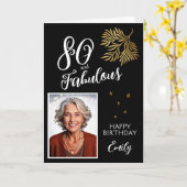 80と素晴らしい葉80th誕生日フォトカード カード (黄色い花)
