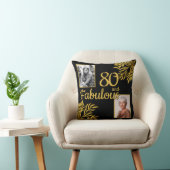 80と素晴らしい金ゴールドの葉2写真80誕生日 クッション (椅子)