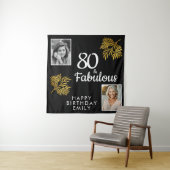 80と素晴らしい金ゴールドの葉2写真80誕生日 タペストリー (インサイチュ)