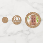 80と素晴らしい金ゴールドグリッター写真80誕生日 コンフェッティ (正面)