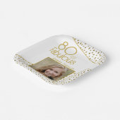 80と素晴らしい金ゴールドグリッター写真80誕生日 ペーパープレート (傾斜あり)